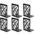 MaxGear Book Ends Tree Design Modern Bookends for Shelves, Non-Skid Bookend, Heavy Duty Metal Book Stopper for Books/CDs, Decorative Books Shelf for Home,7 x 4.7 x 3.5”, Black, 3 Pair/6 Pieces, Large - size: 3 Pairs