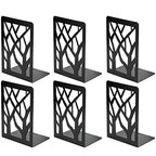 MaxGear Book Ends Tree Design Modern Bookends for Shelves, Non-Skid Bookend, Heavy Duty Metal Book Stopper for Books/CDs, Decorative Books Shelf for Home,7 x 4.7 x 3.5”, Black, 3 Pair/6 Pieces, Large - size: 3 Pairs