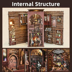 Book Nook Kit, Book Nook Kits for Adults DIY Booknook Model Build, DIY 3D Wooden Puzzle Bookend Booknook Bookshelf Insert Miniature Dollhouse Kit for Home Decoration - style: Dwarfs's House