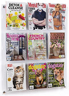 Displays2go 3-Tiered Clear Acrylic Magazine Rack, Adjustable, 9-18 Pockets - Clear (2RP9CLR) - color: Clear, size: 9 Pockets