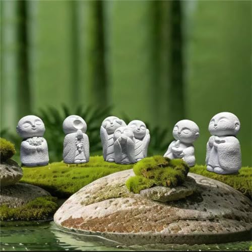 livelyfish Japanese Monk Statue Praying Zen Sandstone Mini Buddha Statues Asian Garden Sculptures for Wealth Good Luck Feng Shui Home Decor, G - color: G
