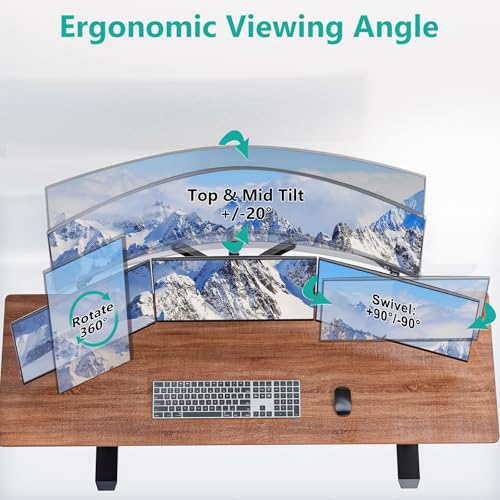 WALI 4 Monitor Mount for 13-49 inch Ultrawides on Top Bracket and 27 inch Screens on Lower Brackets, Heavy Duty Arm Extra Tall Quad Monitor Stand, up to 44 lbs (GSDM004S-P), Black - size: 13"-49", style: Quad Arms