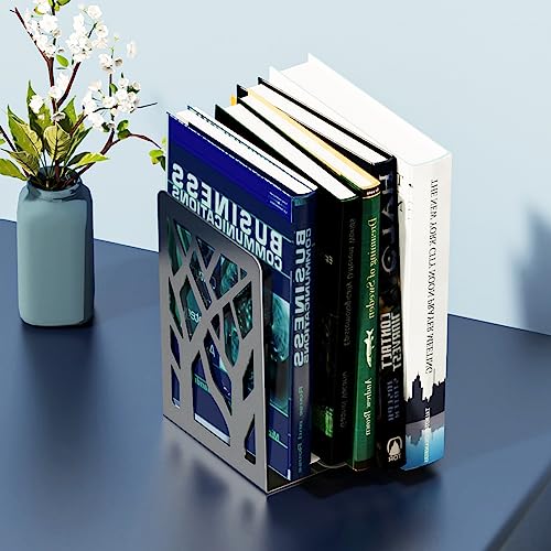 MaxGear Book Ends Tree Design Modern Bookends for Shelves, Non-Skid Bookend, Heavy Duty Metal Book Stopper for Books/DVDs, Decorative CD Holder & Video Game Organizer, 7 x 4.7 x 3.5”, Black - size: 1 Pair