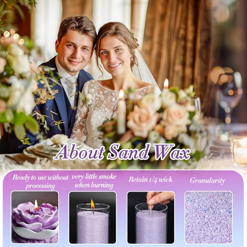 Sukh Purple Snow Pearled-Candles with Wicks - 410G DIY Candle Sand,Pearled Sand Wax with Wicks,Pearled Wax,Refillable for Weddings,Partie,Halloween,Christmas,Thanksgiving - color: Purple