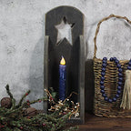 CVHOMEDECO. Real Wax Hand Dipped Battery Operated LED Timer Taper Candles Rustic Primitive Flameless Lights Decor, 6-3/4 Inch, Navy Blue, 2 PCS in a Package - color: Navy Blue 2 Pcs