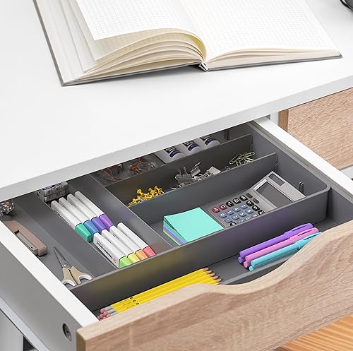Simple Houseware Expandable Kitchen Drawer Flatware Organizer, Gray – Adjustable Cutlery Tray with 9 Compartments for Utensils and Silverware - color: Gray