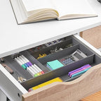 Simple Houseware Expandable Kitchen Drawer Flatware Organizer, Gray – Adjustable Cutlery Tray with 9 Compartments for Utensils and Silverware - color: Gray