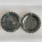 Travertine Marble Scalloped Tray Round Wave Tray Small Serving Platter for Counter, Bathroom, Kitchen, Nightstand, Jewelry Ring Dish Holder (White Dark Green) - color: White Dark Green