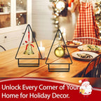 Cinnvoice 4 Pcs 10 Inch Ornament Display Stand Metal Christmas Tabletop Ornament Christmas Tree Shaped Display Stand Holder Farmhouse Xmas Tree for Balls Decorations Hanging Gift