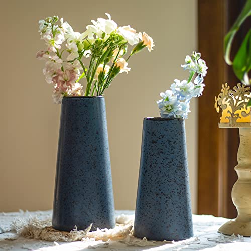 Bdor Ceramic Vase, Flower Vase Set of 2, Blue Vase for Room Decor, Modern Farmhouse Home DéCor Accents, Living Room Decor, Book Shelf, Mantel and Minimalism Dining Coffee Table Decor. - color: Blue-2p