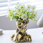 BrownLove Golden Ceramic Face Vase, Modern Golden Decorative Art Vase, Bookshelf Placed On The Desktop, Small Living Room, Office and Bedroom - style: Golden-Charming
