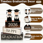 2026 Graduation Table Decorations Class of 2026 Senior Tiered Tray Decor Wooden Block Signs Farmhouse Congrats Grad Tabletop Party Centerpiece for Tables Wooden Sign for Home Decor - style: graduate