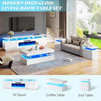 AMERLIFE Fireplace TV Stand with 36" Fireplace, 70" Modern Fireplace Entertainment Center LED Lights, 2 Tier TV Console Cabinet for TVs Up to 80", White & White - color: White & White, size: 70"