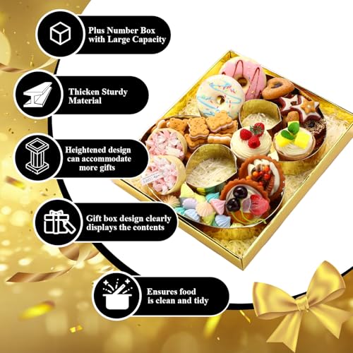 SiliFine 12" Charcuterie Number Shaped Mache with Clear Lid Fillable Sweets Serving Trays Paper Mache Cupcake Candy Box for 2025 Graduation Party Graduation Celebration(Gold,Number 8) - color: Gold, style: Number 8