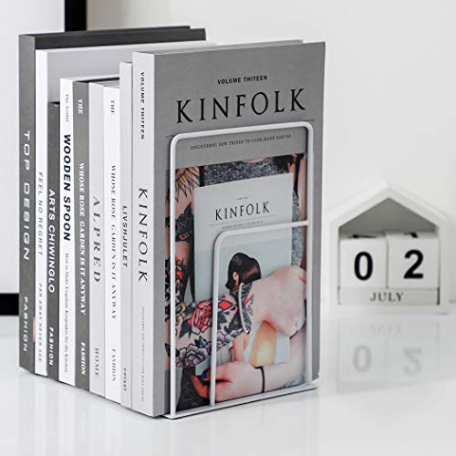 Minimalist Style Bookends Metal Adjustable Books Holder Stand Book Rack Desk Bookend - Rectangle, White - color: Rectangle, White