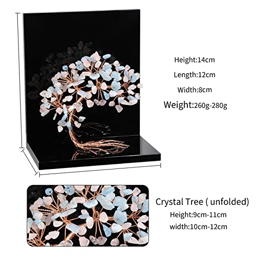 rockcloud Set of 2 Aquamarine and Rose Quartz Crystal Tree Acrylic Decorative Bookends, L-Shaped Heavy Duty Book Ends to Hold Books for Home Office Shelves, Blue&Pink - color: Blue&pink
