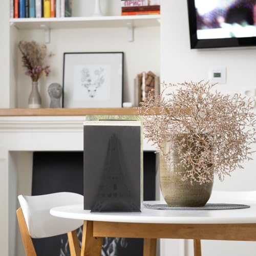 SAFIGLE Tower Shape Metal Bookends 8.07X5.31X3.26 Inch Decorative Black Book Holders Non-Skid Desk Organizer for Home Office Study Shelves - color: Black