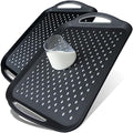 Large Nonslip Serving Tray with Handles, Silicone Grippy Dots Lap Food Trays for Eating, Dishwasher Safe Serve for Breakfast Dinner Snack Fruit Appetizers Beverage, Rectangular, Set of 2, Black - color: Black