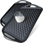 Large Nonslip Serving Tray with Handles, Silicone Grippy Dots Lap Food Trays for Eating, Dishwasher Safe Serve for Breakfast Dinner Snack Fruit Appetizers Beverage, Rectangular, Set of 2, Black - color: Black