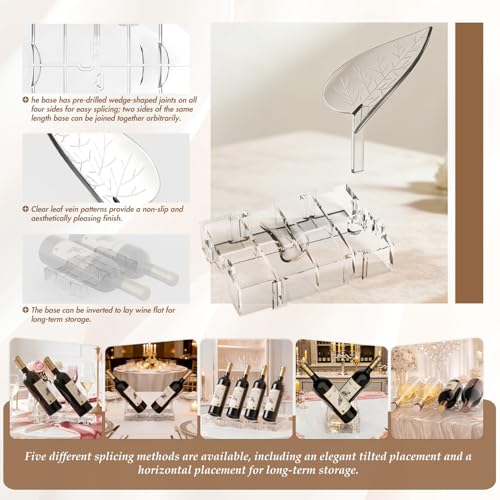 Clear Acrylic Wine Rack, Modular Stackable Countertop Wine Bottle Holder with Leaf Shaped Support, Multi Purpose Versatile Wine Display Stand for Home Bar Party Daily Organizing (4pcs) - color: Transparent - 4pcs