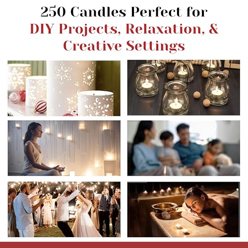 250 Pack Tealight Candles in Metal Cups - Clean, White Unscented Tealight with 3 Hour Long Burning Time - Votive Candles Bulk for Romantic Dinner, Weddings, Spa & Hotels - style: 250 Pack 3 Hours Burn Time