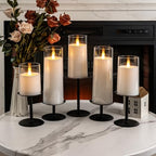 Homemory Christmas Fall Candle Holders for Pillar Candles Set of 5 (5, Black) - color: Black