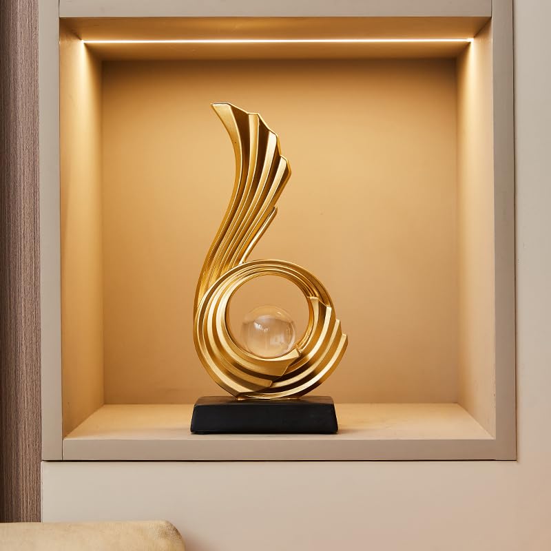 Modern Golden Abstract Art Sculpture, Gold Entryway Table Accents, Resin Statue–Crafted Decor for Living Room, Office & Coffee Table Accents - color: G