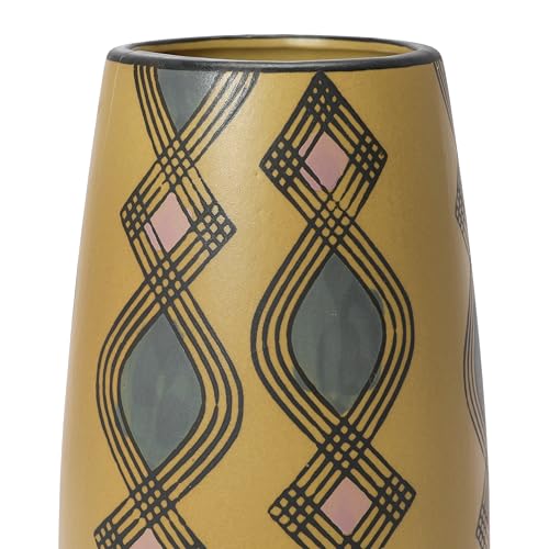 Bloomingville Hand Painted Stoneware Vase with Pattern, Lavender and Sand