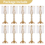 10 Pcs 19.3 inches Tall Crystal Flower Stand Wedding Road Lead Tall Flower Holders Centerpiece Crystal Flower Chandelier Metal Flower Vase for Reception Tables Wedding Supplies - color: Gold, size: Medium - 10 Pcs