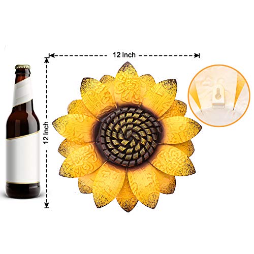 EASICUTI Sunflower Metal Flowers Wall Decor Metal Wall Art Decorations Hanging For Indoor Outdoor Home Bathroom Kitchen Dining Room Bedroom Living Room Or Wall Sculptures 12 Inch - color: Yellow Sunflower-C