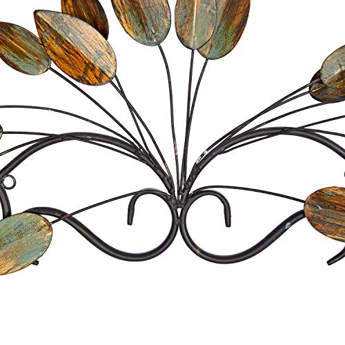 Deco 79 Metal Leaf Home Wall Decor Wall Sculpture, Wall Art 34" x 1" x 10", Brown - color: Brown, size: 34"L x 34"W