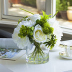 Enova Floral Clear Glass Cylinder Vase 6 x 6 Inches Round Flower Vase, Pillar Candle Hurricane Floating Candle Holder Vase, Small Floral Glass Vase for Decoration Home, Wedding Centerpiece (1 Piece) - size: 6W x 6H