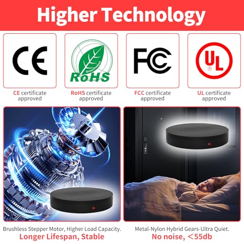 Remote-Controlled Motorized Turntable,Heavy Duty Motorized Rotating Display Stand,Speed-Adjustable Rotating Platform,Multi-Mode Photography Turntable for 3D Scan,Photography(19.7in/Black) - size: 19.7inch/Black/500Lbs Load
