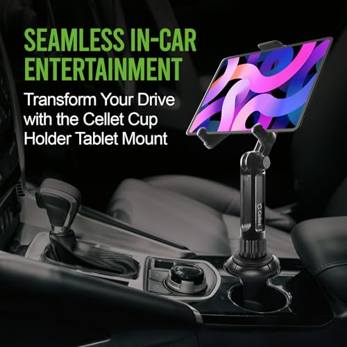 Cellet Cup Holder Tablet Mount, Car Cradle Holder Compatible for All iPad, Pro, Air, Mini Samsung Galaxy Tablet, Amazon Fire Microsoft Surface - style: Tablet Holder Height - 13 in