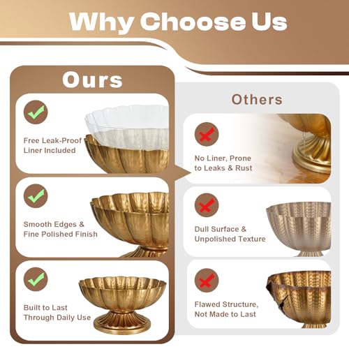 Small Gold Vases for Centerpieces: Antique Gold Flower Vase for Wedding 4 Inch Brass Compote Vase Metal Pedestal Bowl Flower Urn for Party Event Home Decor Set of 4 - size: 3.98 Inches - 4 Pcs