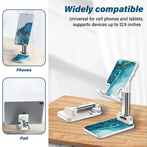Foldable Phone Stand for Desk, Adjustable Angle of View, Suitable for iPhone, Samsung and Other Smart Phones, Blue Ocean - color: Blue Ocean