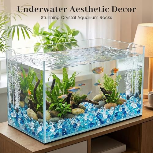 DomeStar 550PCS Small Mixed Blue Vase Fillers, Acrylic Fake Ice Rocks Blue Gems Crystals Plastic Diamonds Table Centerpiece Fish Tank Table Scatter Photography Props Display Decor (0.4 * 0.6) - color: Mixed Blue
