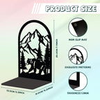 Peacoblue Metal Bookends for Shelves, Modern Decorative Heavy Duty Study Book Support Stoppers for Office, Desk, Shelf, Room 5.3"x4.3"x7.9" Cast Iron Bookends, 1 Pair (Mountain and Forest with Bear) - style: Mountain and Forest with Bear
