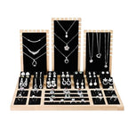 MOOCA Jewelry Display Set, Necklace Display Bust, Earring Organizer, Ring Holder Stand for Showcase and Store, Premium Fabric - color: 8) 1 set. Black Velvet