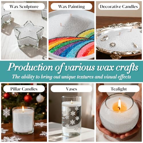 Sukh Snow Pearled-Candles with Wicks - DIY Snow Candle Wax with Wicks,Wax,Refillable for Making,Weddings,Partie (Silver) - color: Silver
