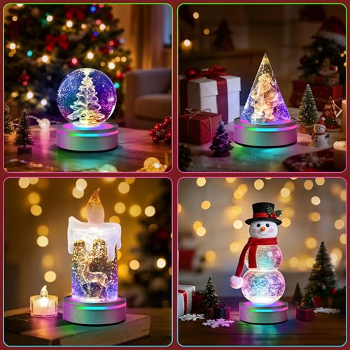 EEEKit 2 Pack 6 Colors LED Light Base, 3-inch Non-Slip Round Stand Display Plate Flat & Spherical Recess Show Crystal Ball Stand for 3D Crystal Glass Art - color: Round