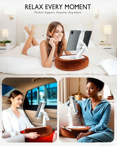 Miledi Tablet Pillow Stand, Compatible with 4.7"-12.9" Kindle, iPad, Phone/Tablet, 360° Rotating Phone Holder for Bed, Detachable Bowl, Reading and Relaxation on Bed (Terracotta) - color: Terracotta