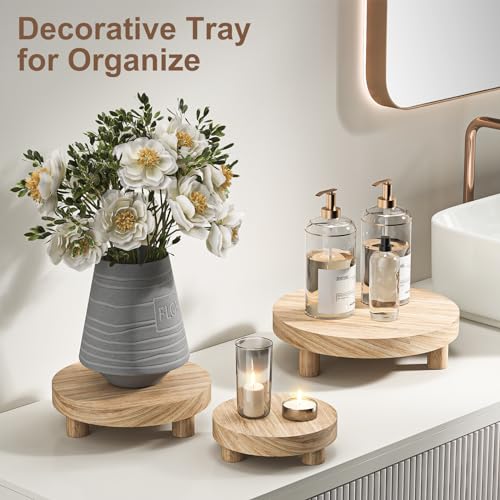 Wood Plant Stand Indoor Outdoor, 12/10/8/6" Round Wood Riser for Decor, Wooden Stool Display Stand Flower Pot Holder Small Planter Tray Modern Potter Decorative for Desktop Counter Room (Natural-4pcs) - color: Natural-4pcs