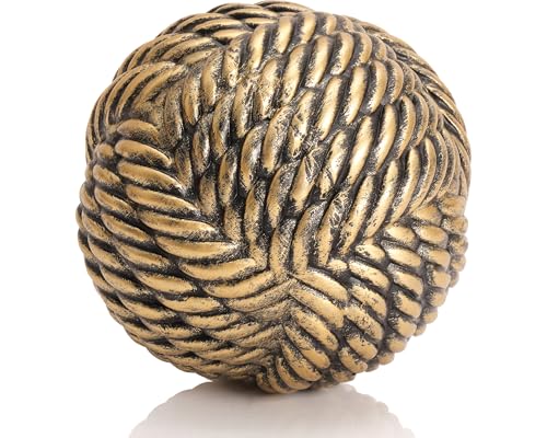 Vintage Knot Ball for Coffee Table Decor, Vintage Accent Boho Knot for Neutral Home Decoration, 4.5 inch Resin Knot Ball Modern Minimalism Statement Decoration
