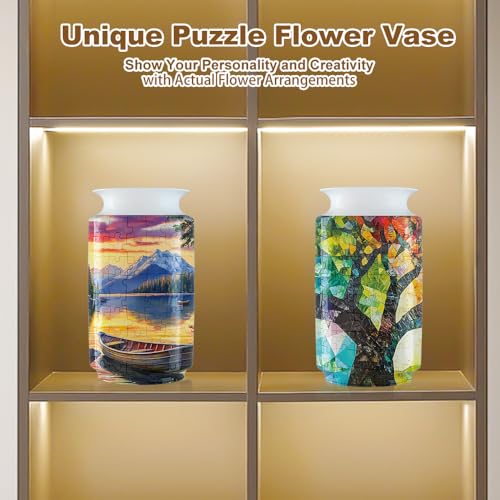 3D Puzzle Vase Unique Flower Vase for Adults Made by 162 Crved Plastic Puzzle, Relax Puzzles for Adults, DIY Jigsaw Creative Gift for Parents & Housewarming - color: Ship