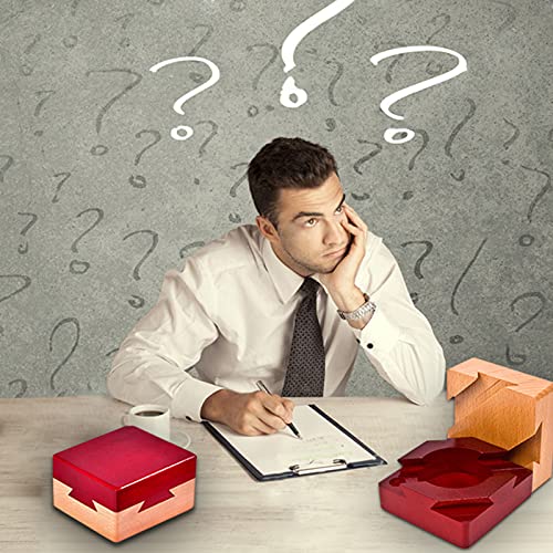 DC-BEAUTIFUL Impossible Dovetail Box Mini 3D Brain Teaser Wooden Magic Drawers Gift Jewelery Box Puzzle Toy for Adults - color: Small Red