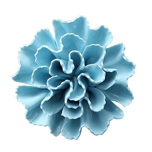 AMERRY 3D Flower Wall Art, Handmade Porcelain Decor for Home & Office (Blue, Carnation, 3.15") - color: Blue,Carnation，3.15"