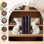 1 Pair Decorative Bookends for Shelves Marble Bunny Bookends Heavy Duty Book Ends Cute Rabbit Book Ends for Home Office Desk Bookshelf Living Room Decoration