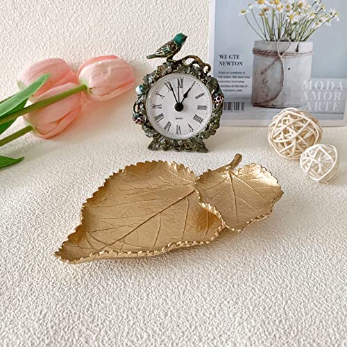 Small Leaf Shaped Trinket Dish, Decorative Gold Jewelry Dish Tray, Ring Hodler Dish Jewelry Organizer - color: 2-Tier Mulberry Leaf
