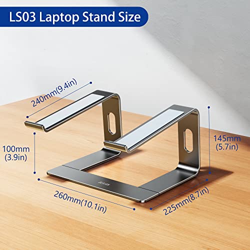 BESIGN LS03 Aluminum Laptop Stand, Ergonomic Detachable Computer Stand, Notebook Holder Compatible with Air, Pro, Dell, HP, Lenovo More 10-15.6" Laptops, Gray - color: C-Gray